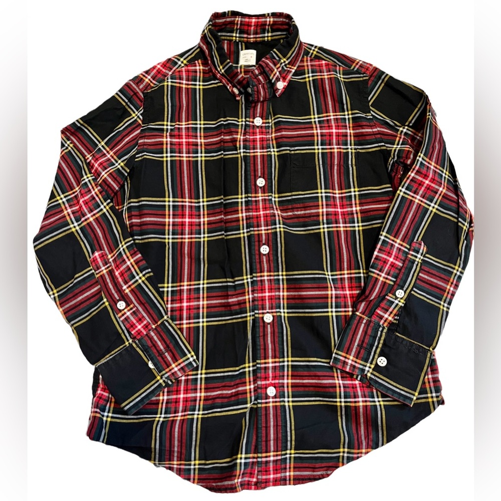 Crewcuts size 8 Plaid Tartan Long Sleeve Button Down Christmas Dress Shirt